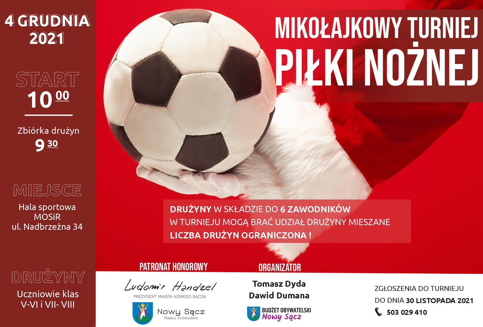 Mikołajkowy Turniej Piłkarski dla dzieci z klas V – VIII